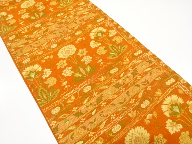 JAPANESE KIMONO / ANTIQUE FUKURO OBI / SILK / WOVEN FLORAL SARASA